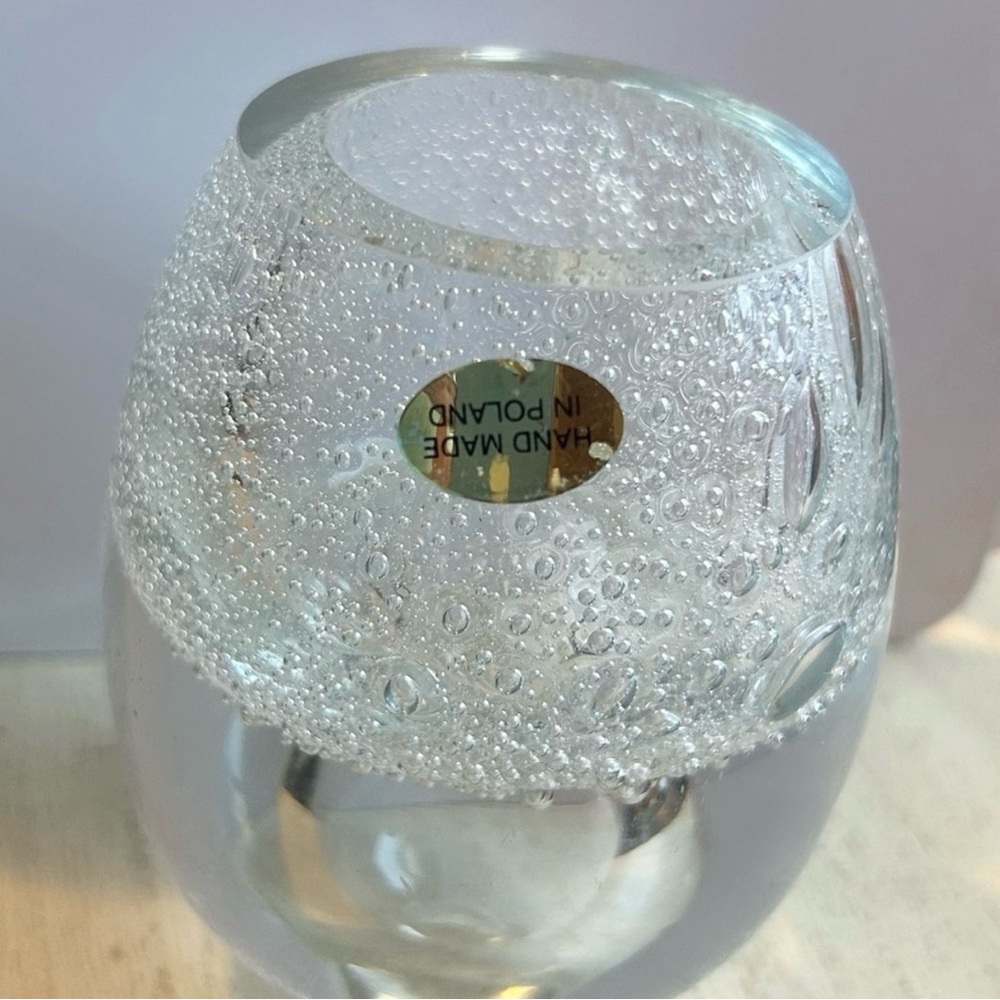 Hand Blown Glass Bubble Vase Modern Decor Studio Art Glass Vintage Clear Glass - Picture 7 of 8